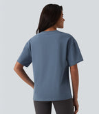 Round Neck Short Sleeve Denim Casual T-Shirt with Pocket — Blue Jasper Denim — view 2