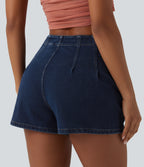 High Waisted Denim Casual Shorts 3'' with Pockets — Pageant Blue Denim — view 4