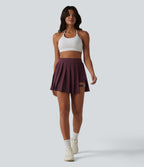 High Waisted Pleated 2-in-1 Pocket Adjustable Buckle Mini Quick Dry Party Skirt — Amaranth — view 6