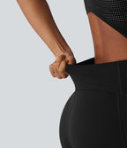 Backless Sleeveless Pockets Breathable Mesh Yoga Playsuit with Detachable Skirt — Black — view 6