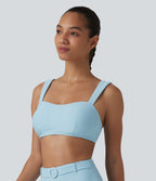 Push-Up Square Neck Stripes Sparkle Bikini Top Swimsuit — Cooling Spray — view 3