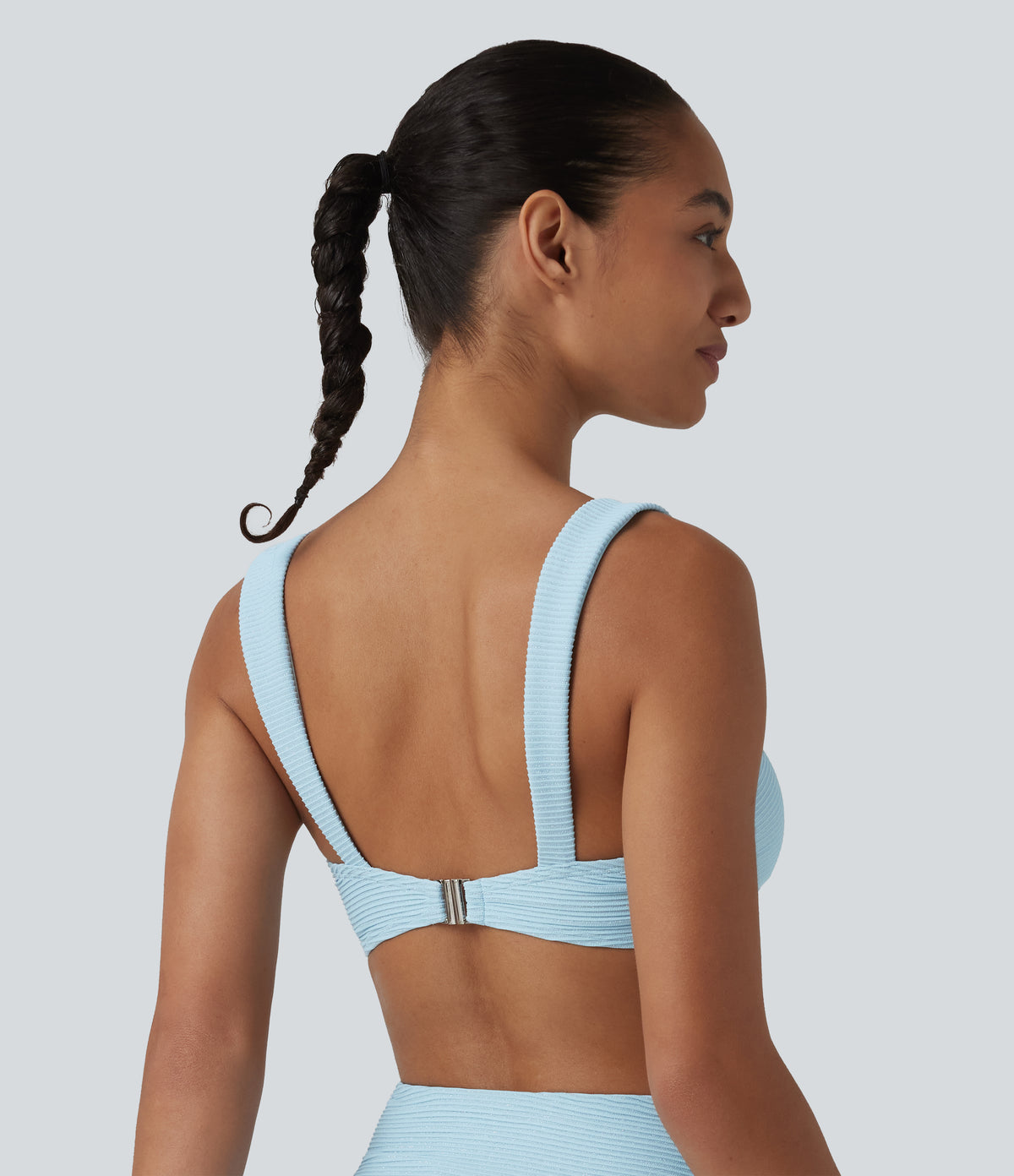 Push-Up Square Neck Stripes Sparkle Bikini Top Swimsuit — Cooling Spray — view 2