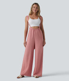 Tie Back Linen-Feel Dungarees with Pockets — Rosette — view 2