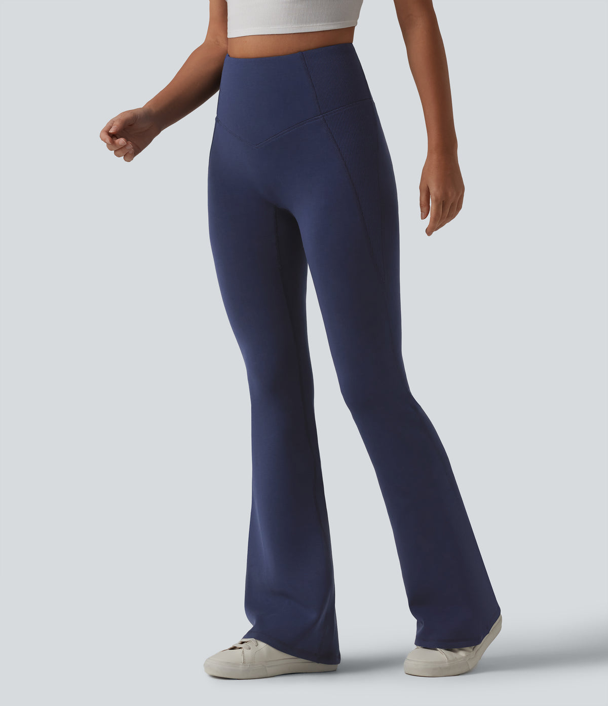 SpacerTek High Waisted Tummy Control Flare Casual Trousers — Peacoat — view 3