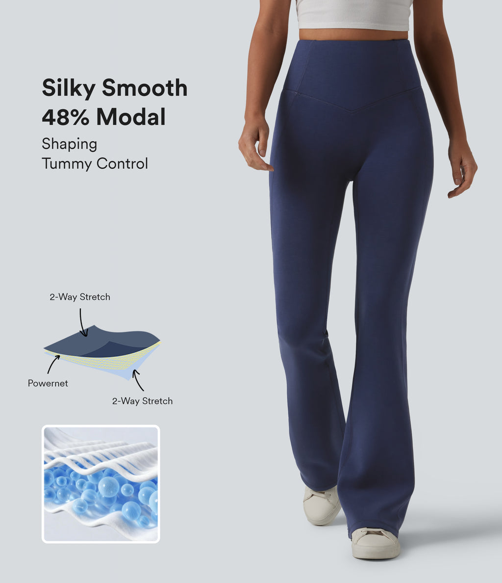 SpacerTek High Waisted Tummy Control Flare Casual Trousers — Peacoat — view 1