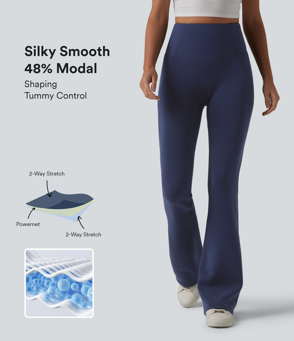 SpacerTek High Waisted Tummy Control Flare Casual Trousers — Peacoat — view 1