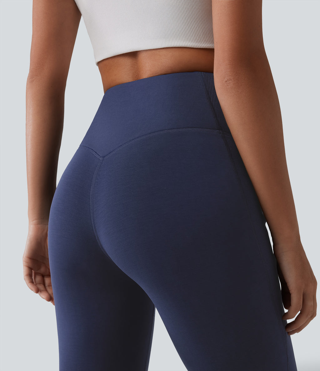 SpacerTek High Waisted Tummy Control Flare Casual Trousers — Peacoat — view 4