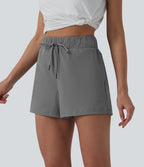 High Waisted Drawstring Quick Dry InstantCool Running Shorts 2.5'' with Pockets-UPF40+ — Steel Gray — view 4