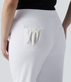 High Waisted Quick Dry Golf Plus Size Trousers with Pockets-Golf Tee-UPF40+ — White — view 5