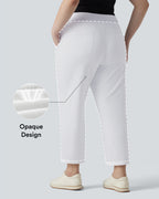High Waisted Quick Dry Golf Plus Size Trousers with Pockets-Golf Tee-UPF40+ — White — view 1