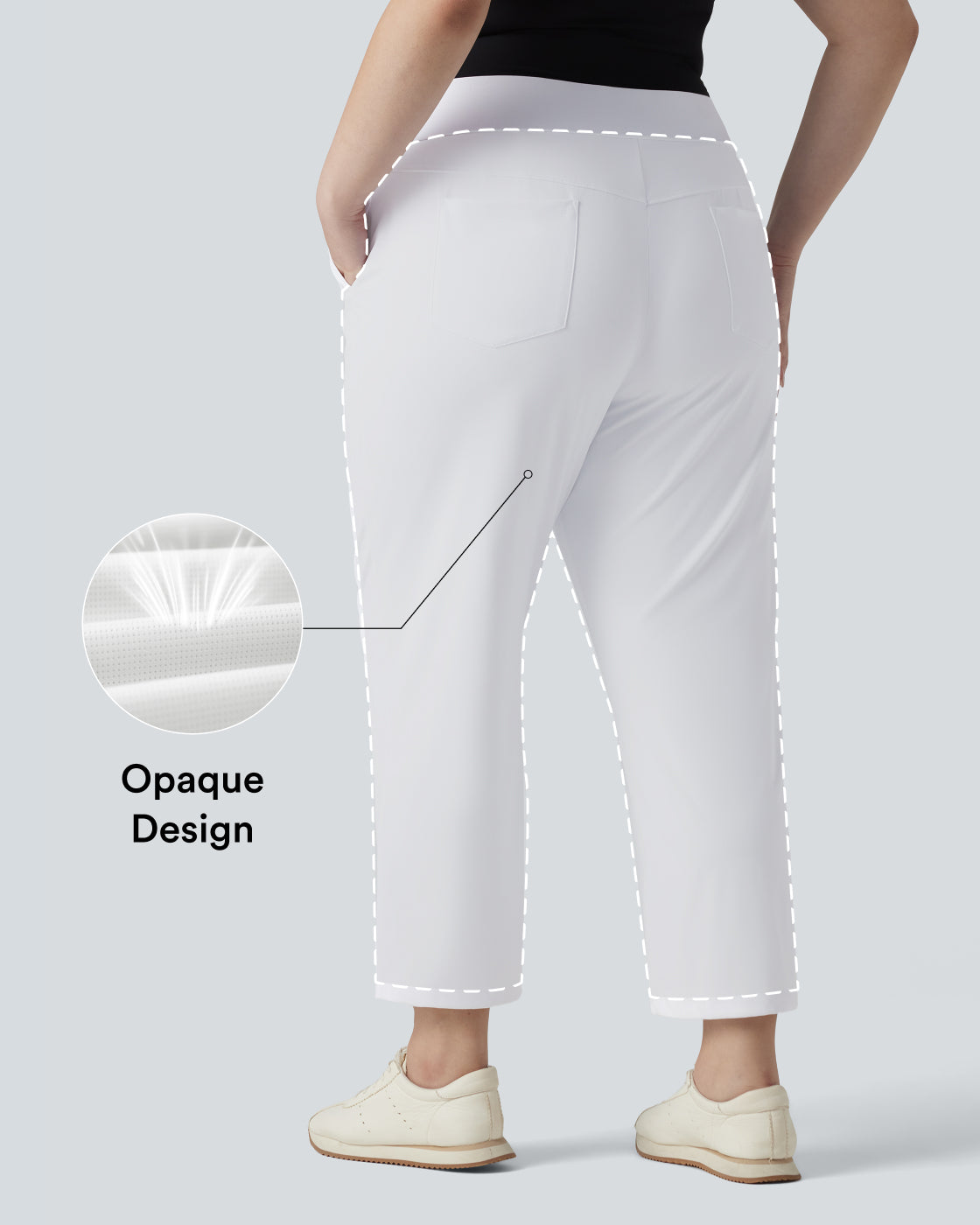 High Waisted Quick Dry Golf Plus Size Trousers with Pockets-Golf Tee-UPF40+ — White — view 1