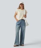 Round Neck Short Sleeve Casual T-Shirt — Pillowtalk - Light Beige — view 6
