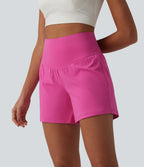 Airy Super High Waisted Tummy Control 2-in-1 InstantCool Yoga Shorts 5'' with Pockets — Fuchsia Fedora — view 3
