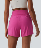Airy Super High Waisted Tummy Control 2-in-1 InstantCool Yoga Shorts 5'' with Pockets — Fuchsia Fedora — view 2