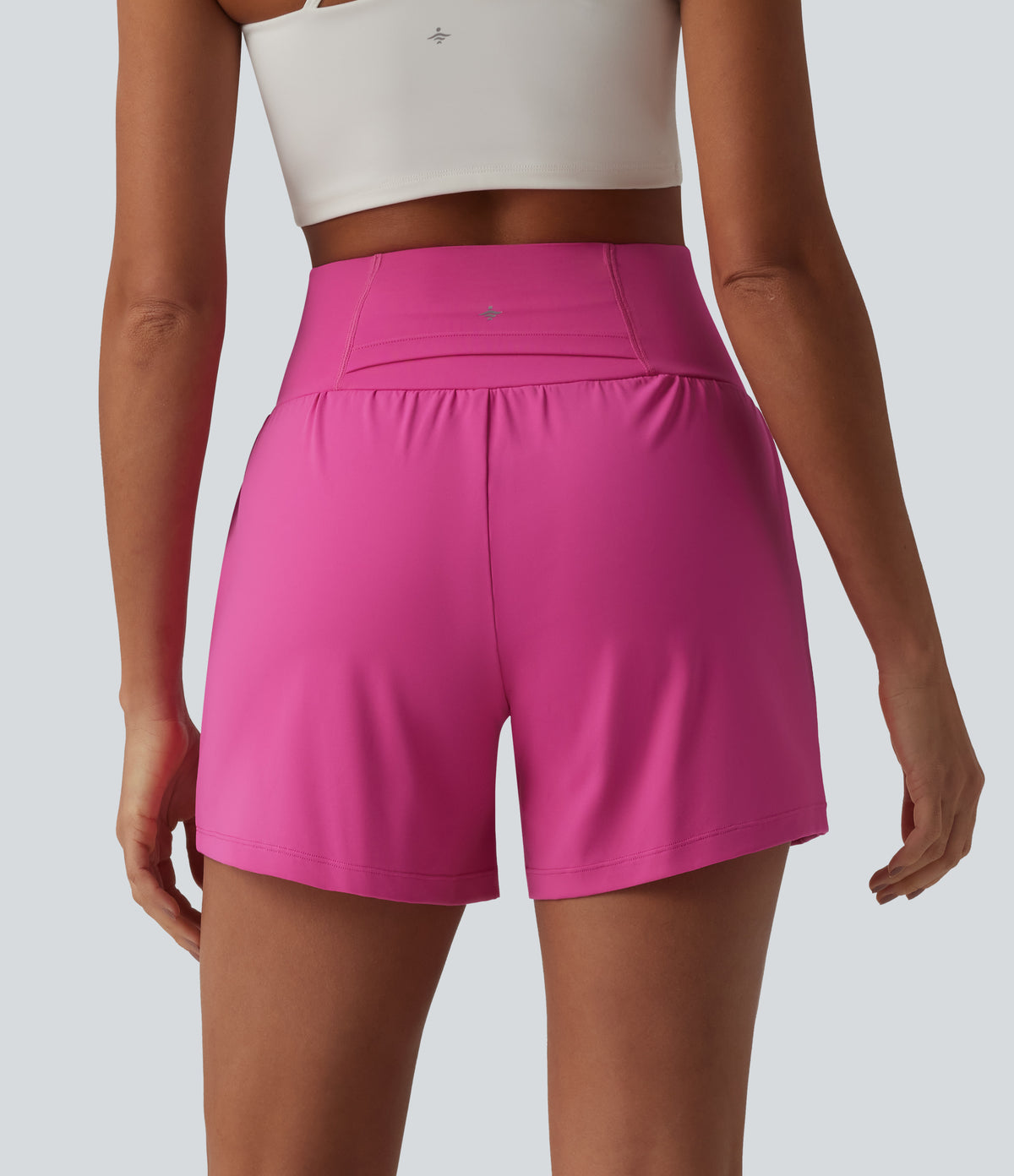 Airy Super High Waisted Tummy Control 2-in-1 InstantCool Yoga Shorts 5'' with Pockets — Fuchsia Fedora — view 2