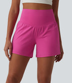 Airy Super High Waisted Tummy Control 2-in-1 InstantCool Yoga Shorts 5'' with Pockets — Fuchsia Fedora — view 6