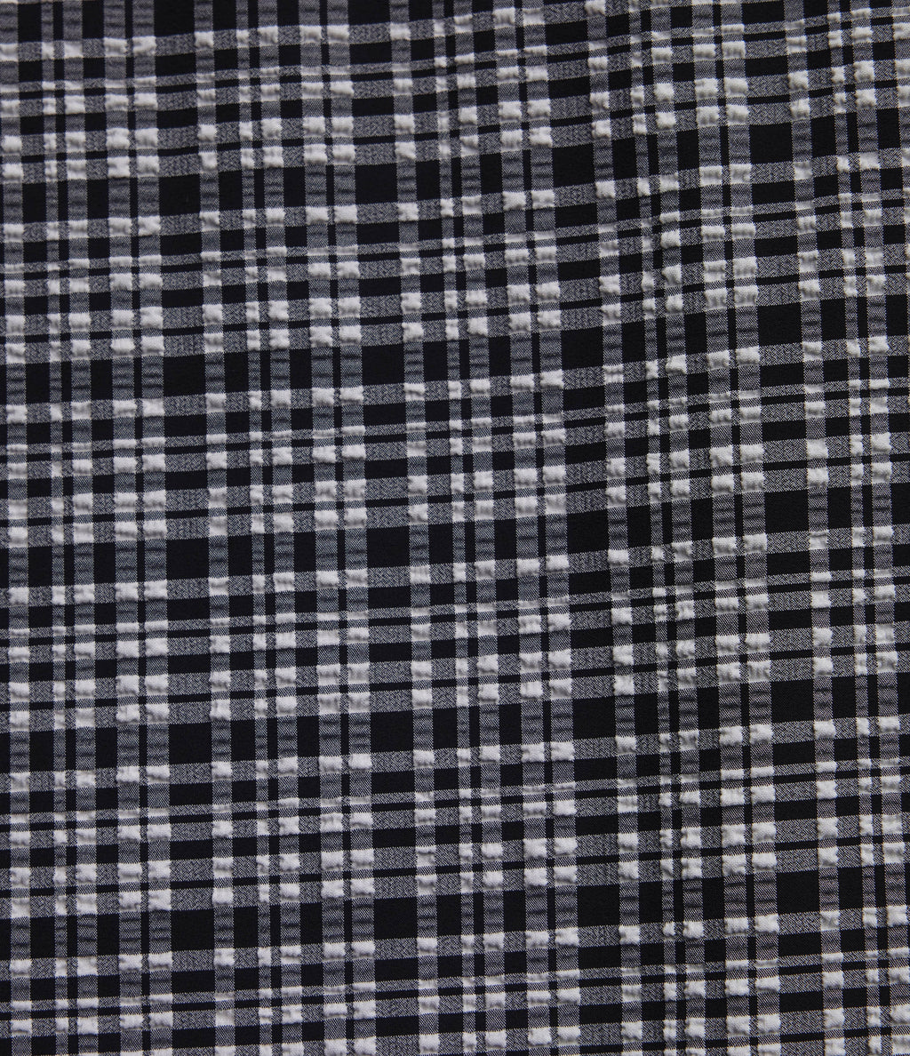 High Waisted Tummy Control Plaid Crinkle Quick Dry Casual Wide Leg Trousers with Pockets — Ink-Snow Weave Plaid — view 8