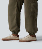 Mid Rise Adjustable Drawcord Casual Cargo Joggers with Pockets — Ivy Green — view 8