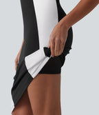 Airy Built-in Bra Tummy Control Built-in Shapewear Bodycon Color Block InstantCool Midi Dress-Edition — Carbon Black — view 6