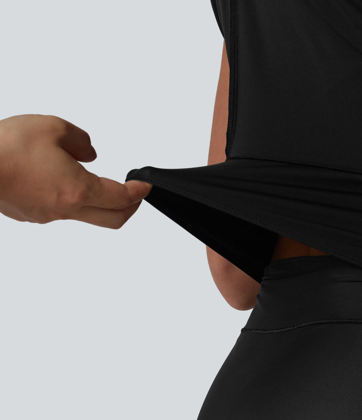 Airy Built-in Bra Tummy Control Built-in Shapewear Bodycon Color Block InstantCool Midi Dress-Edition — Carbon Black — view 5