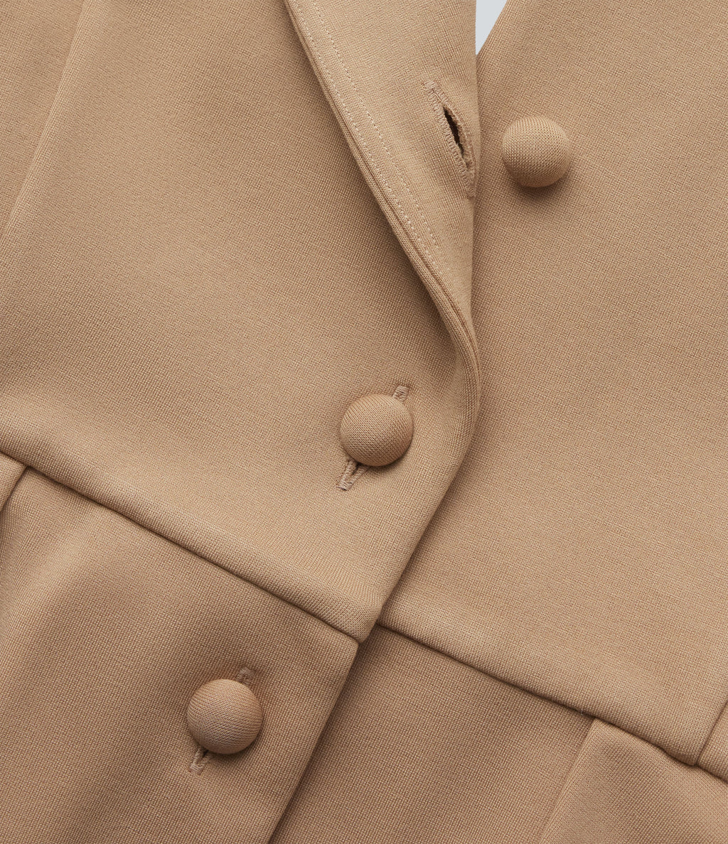 Halter Tie Back Pleated Casual Tank Top — Tan — view 7