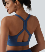 Plush Low Support Backless Cut-out Built-in Bra Workout Sports Bra — Dark Turquoise — view 5