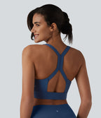 Plush Low Support Backless Cut-out Built-in Bra Workout Sports Bra — Dark Turquoise — view 2