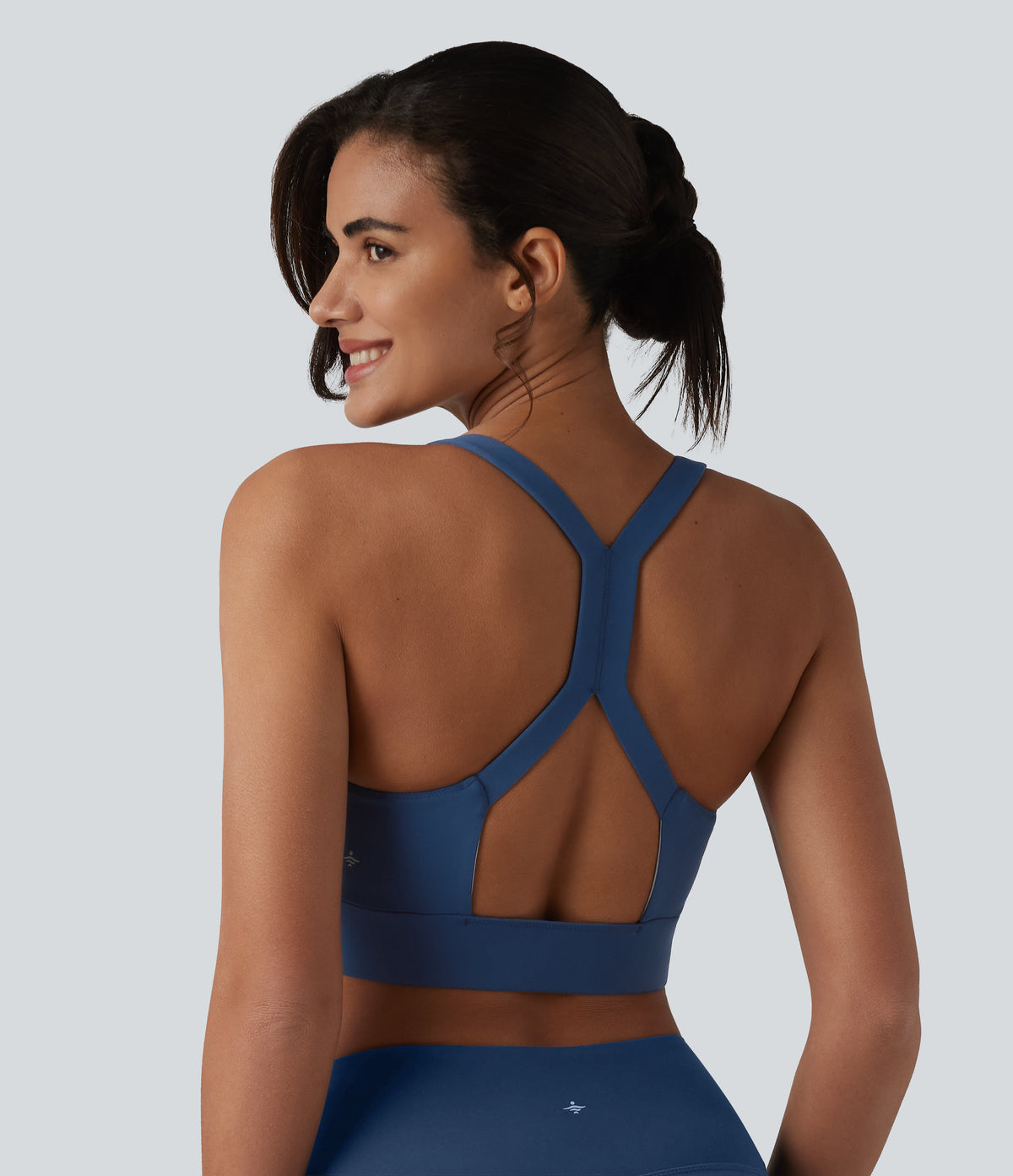 Plush Low Support Backless Cut-out Built-in Bra Workout Sports Bra — Dark Turquoise — view 2