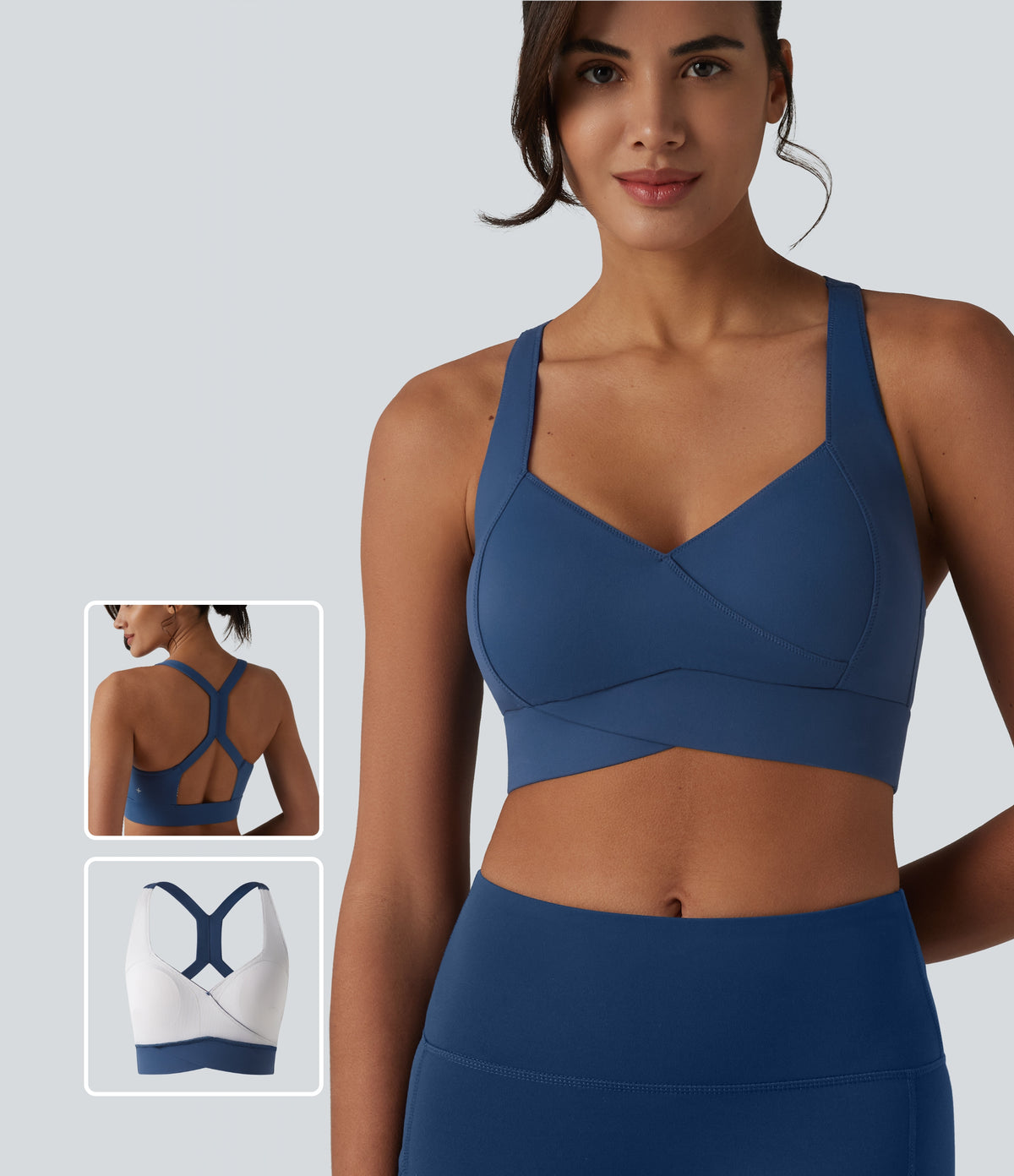 Plush Low Support Backless Cut-out Built-in Bra Workout Sports Bra — Dark Turquoise — view 1