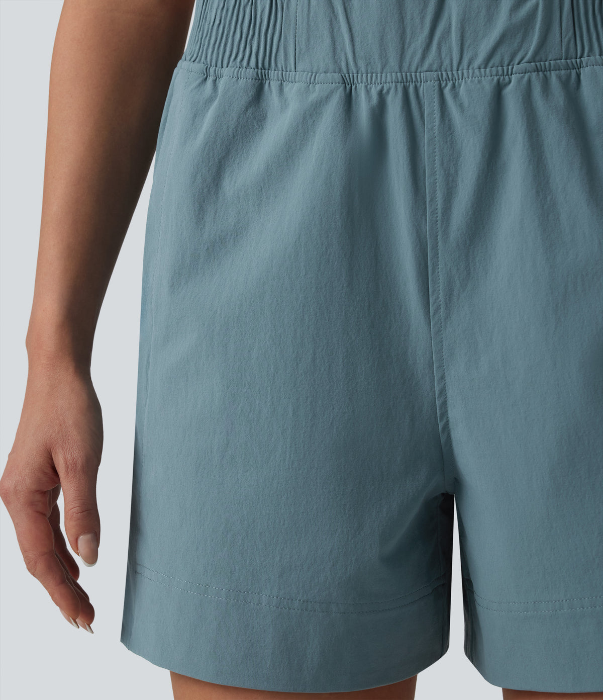 High Waisted Split InstantCool Tennis Shorts with Pockets-UPF50+ — Stone Blue — view 5