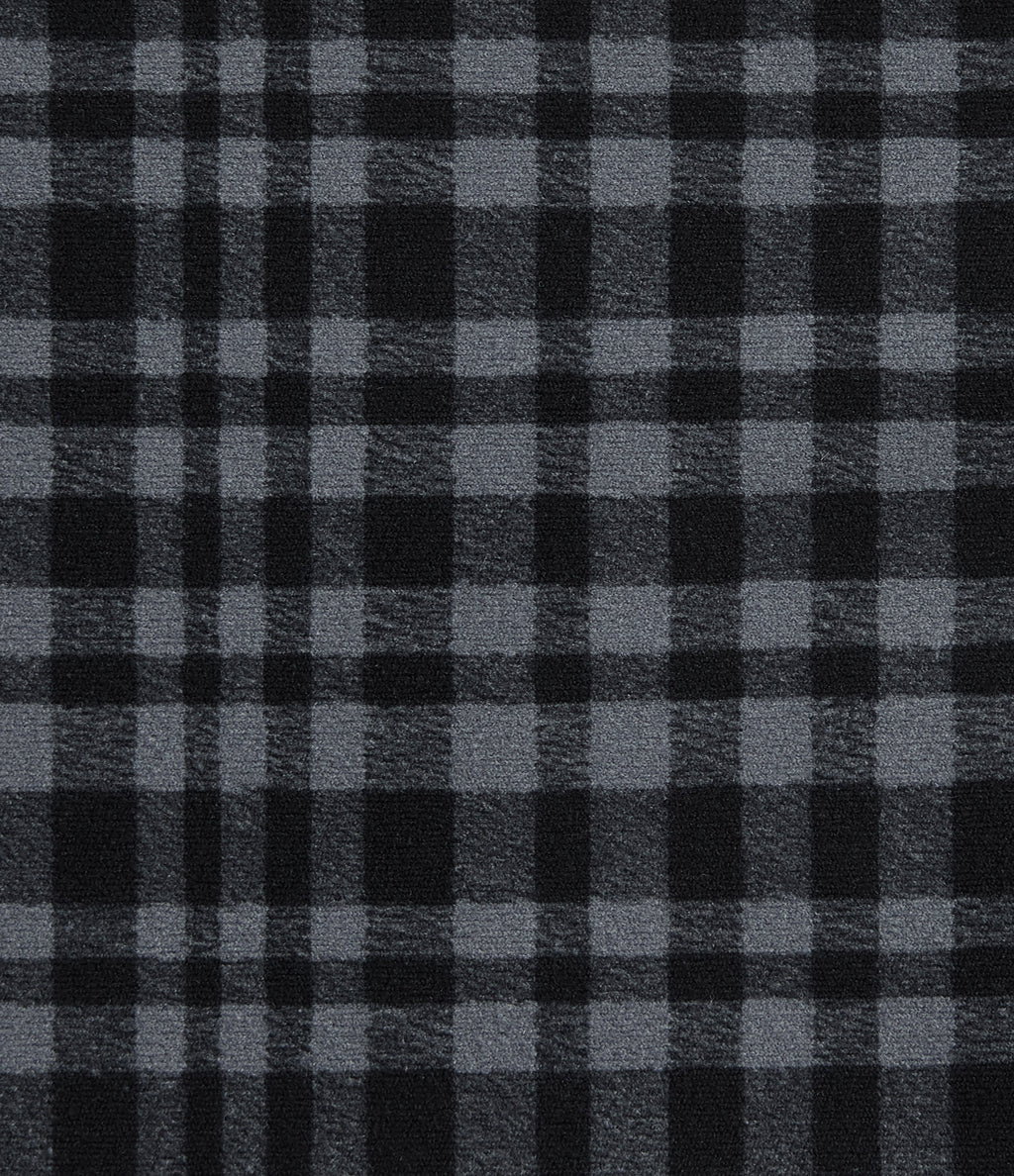 Check Plaid Print High Waisted Drawstring Yoga Capri Leggings with Pockets — Storm Gray Check Plaid — view 8