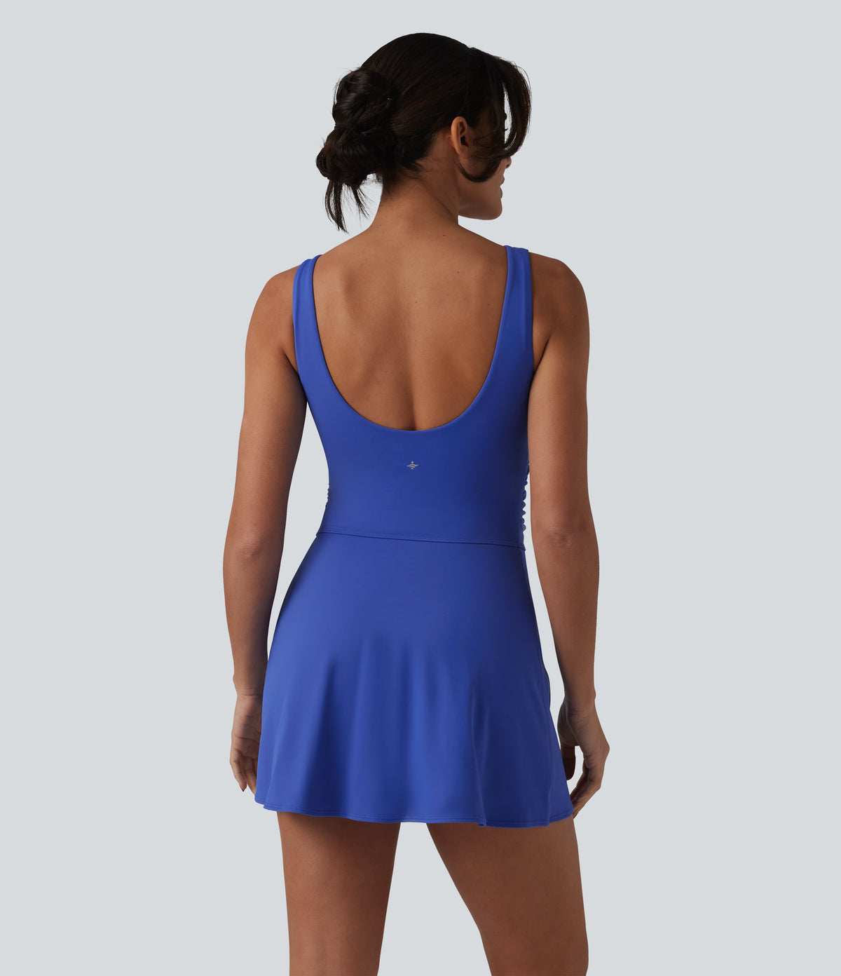 Plush V Neck Built-in Bra Tie Side 2-in-1 Mini Yoga Active Dress with Pockets-Edition — Lotus Blue — view 2