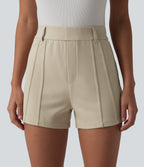 High Waisted Work Shorts with Pockets — Brown Rice — view 4