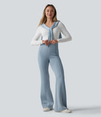 SpacerTek High Waisted Tummy Control Flare Casual Trousers — Dusty Blue — view 7