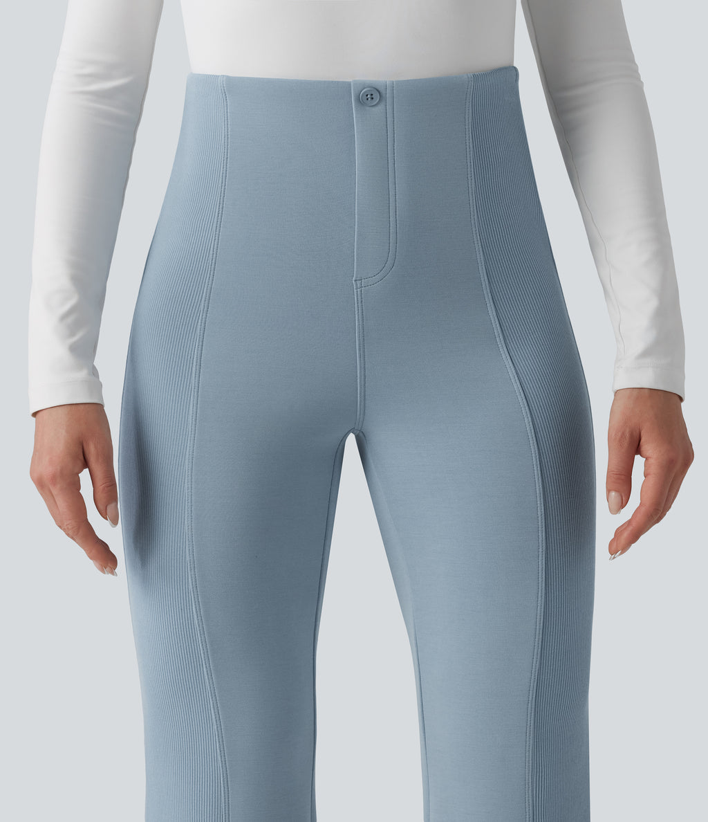 SpacerTek High Waisted Tummy Control Flare Casual Trousers — Dusty Blue — view 4