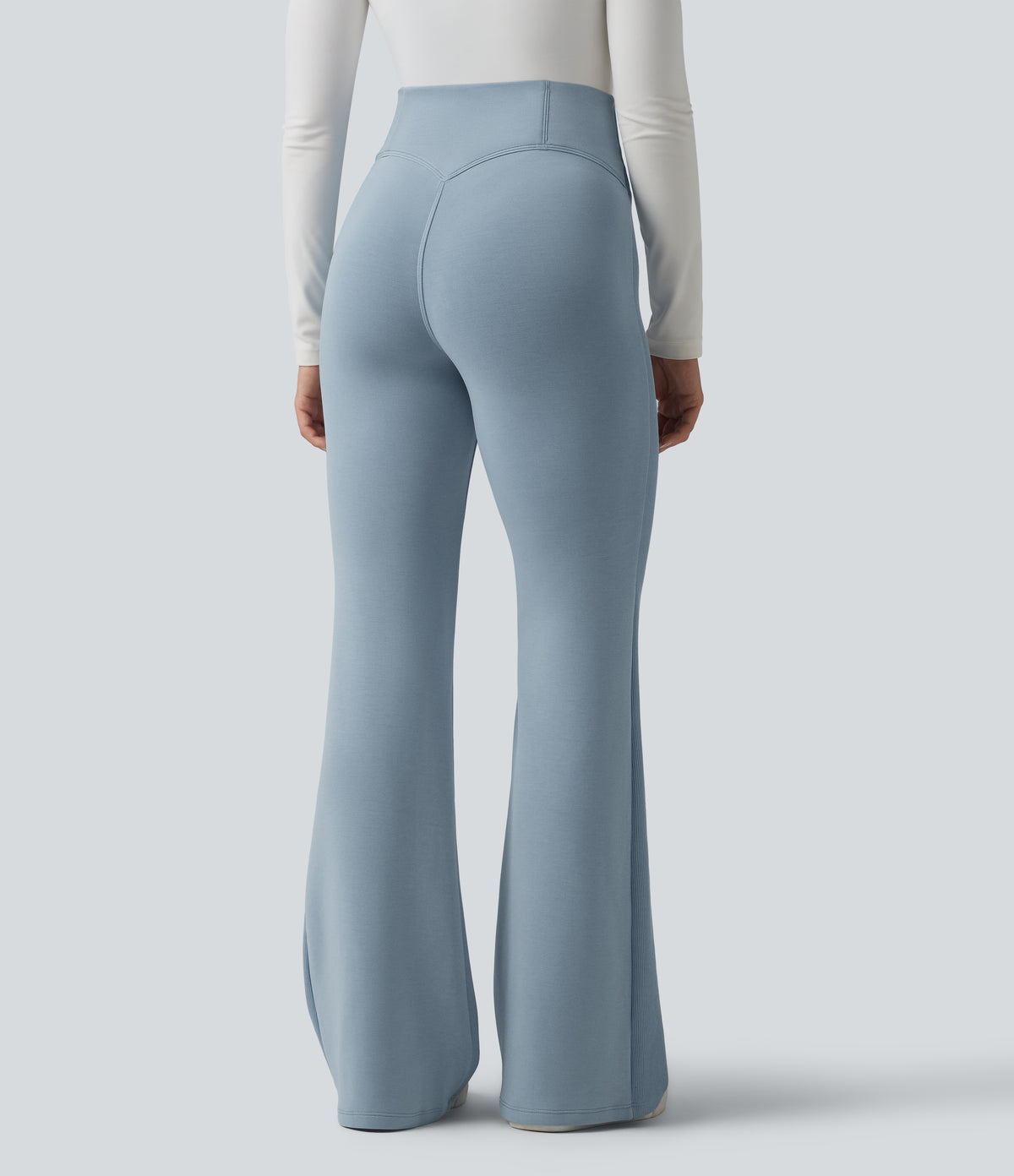 SpacerTek High Waisted Tummy Control Flare Casual Trousers — Dusty Blue — view 2
