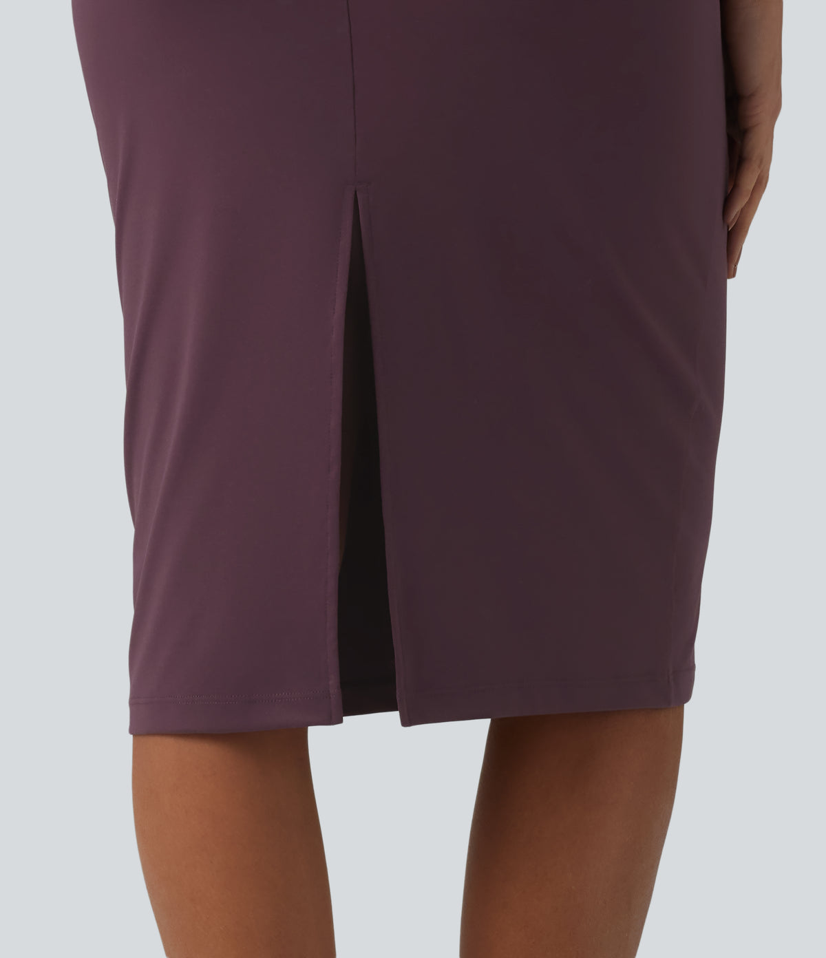 Boat Neck Sleeveless Pencil Midi Work Dress — Plum Wine — view 5