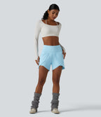 Airy Mid Rise 2-in-1 Tulip Hem InstantCool Yoga Shorts 5'' with Pockets — Spun Sugar — view 7