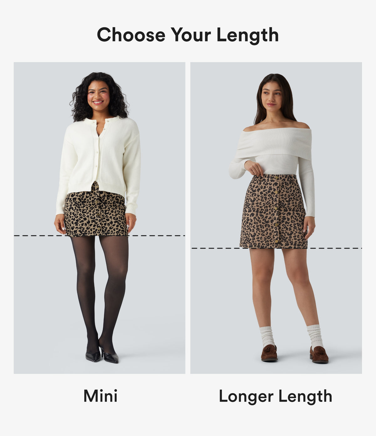 High Waisted 2-in-1 Leopard Print Mini Casual Skirt with Pocket-Longer Length — Black Coffee Leopard Print — view 3