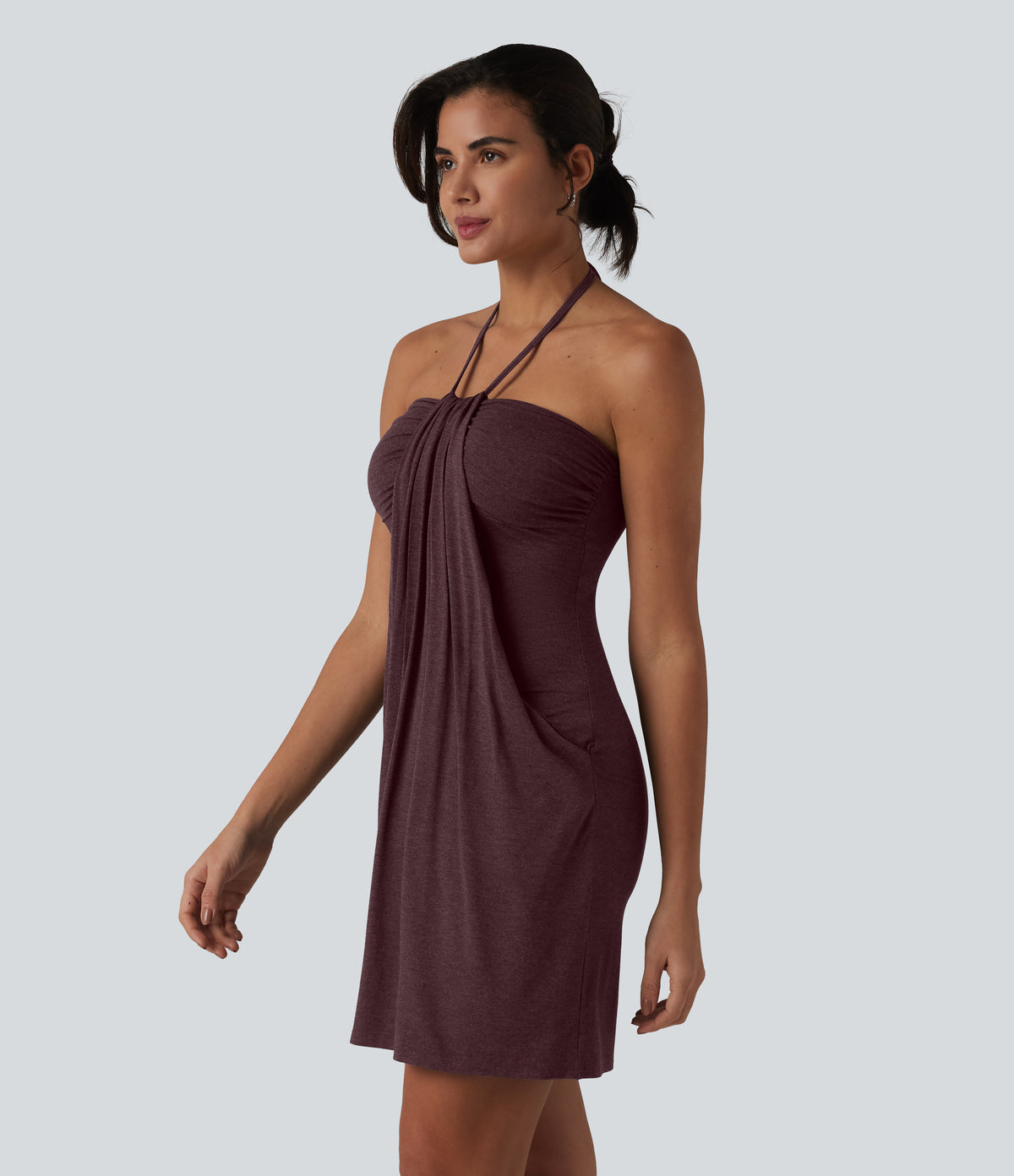 Halter Tie Back Mini Resort Dress with Pockets — Sassafras — view 4