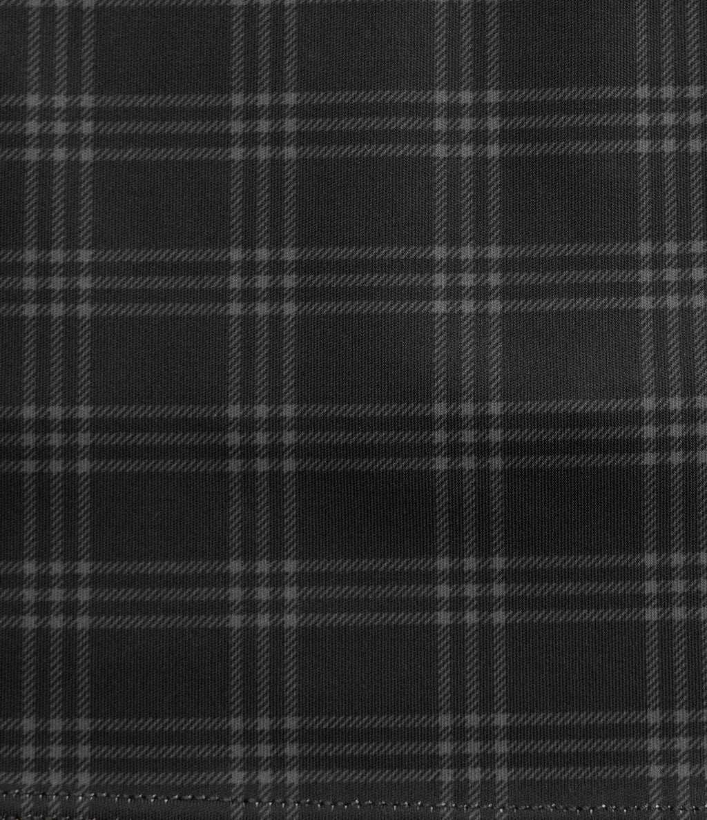 High Waisted Straight Leg Plaid Work Shorts with Pockets — Charcoal Haze — view 8