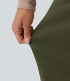 Mid Rise Work Barrel Leg Trousers with Pockets — Twilight Green — view 7