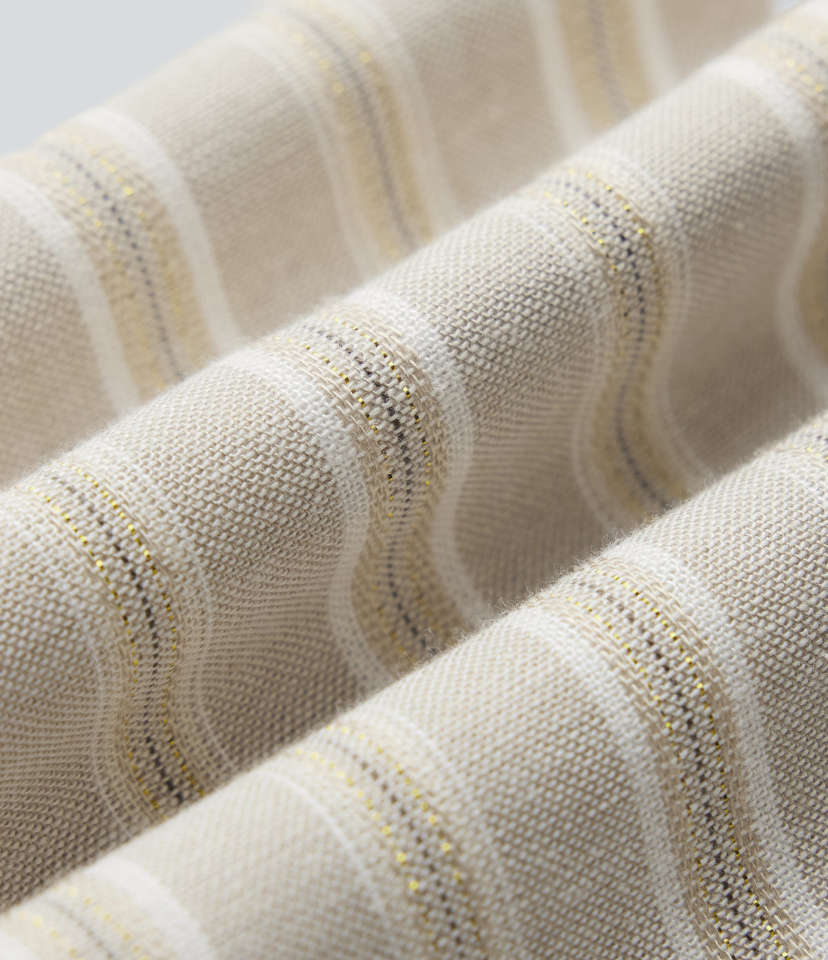 High Waisted Drawstring Stripes Linen Work Baggy Trousers with Pockets — Dune Olive Stripe — view 7