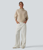 High-neck Batwing Sleeve Casual Jumper — Brazilian Sand — view 5