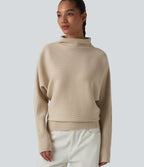 High-neck Batwing Sleeve Casual Jumper — Brazilian Sand — view 4