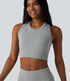 OneForm Seamless Flow Racerback Cropped Casual Tank Top — Fog Gray — view 6