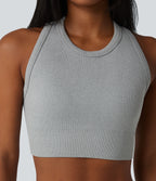 OneForm Seamless Flow Racerback Cropped Casual Tank Top — Fog Gray — view 4