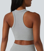 OneForm Seamless Flow Racerback Cropped Casual Tank Top — Fog Gray — view 5