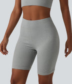 OneForm Seamless Flow High Waisted Casual Biker Shorts — Fog Gray — view 4