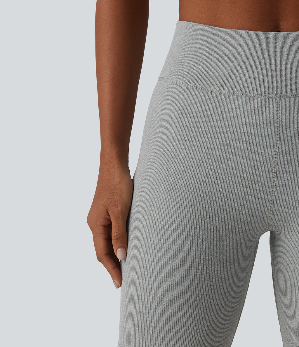 OneForm Seamless Flow High Waisted Casual Biker Shorts — Fog Gray — view 6
